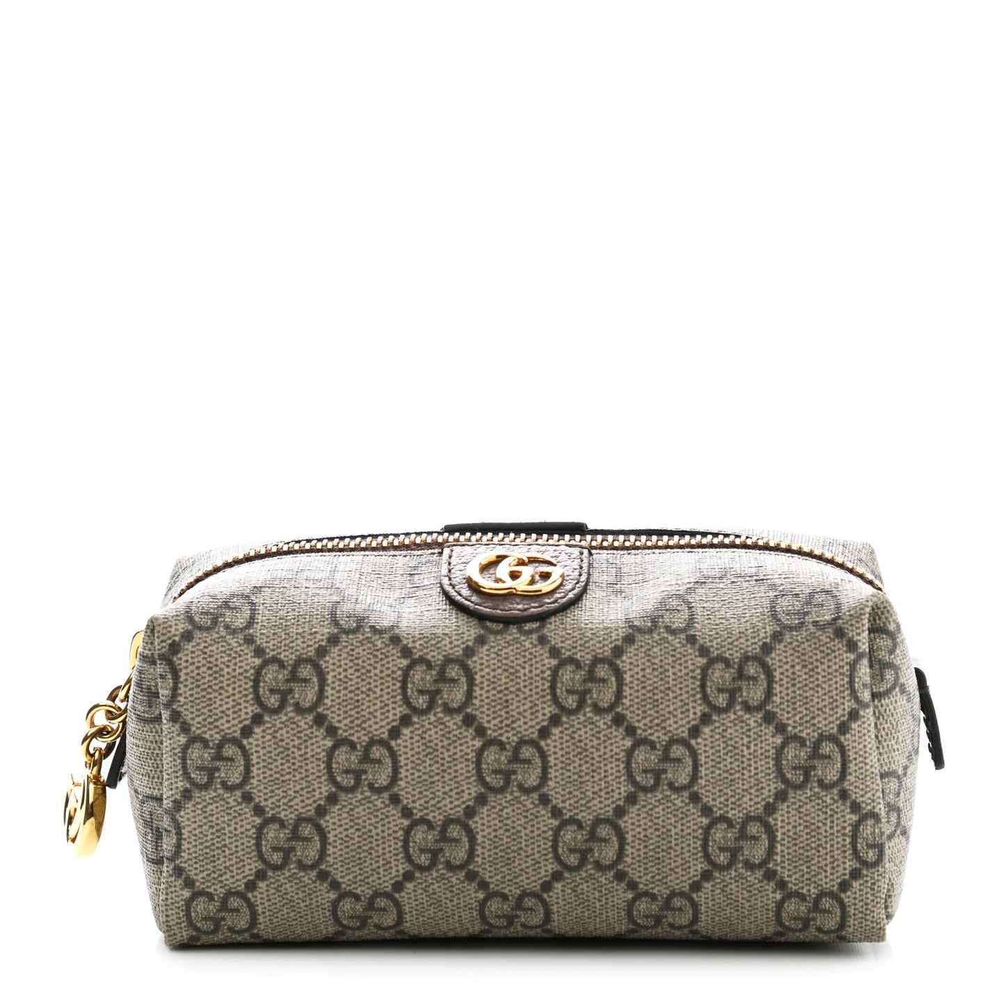 Soft GG Supreme Monogram Calfskin Small Ophidia Cosmetic Case Beige Ebony New Acero