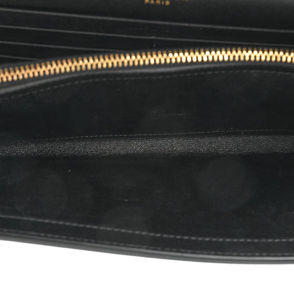 Saint Laurent Calfskin Crocodile Embossed Monogram Chain Wallet Black 5 of 11