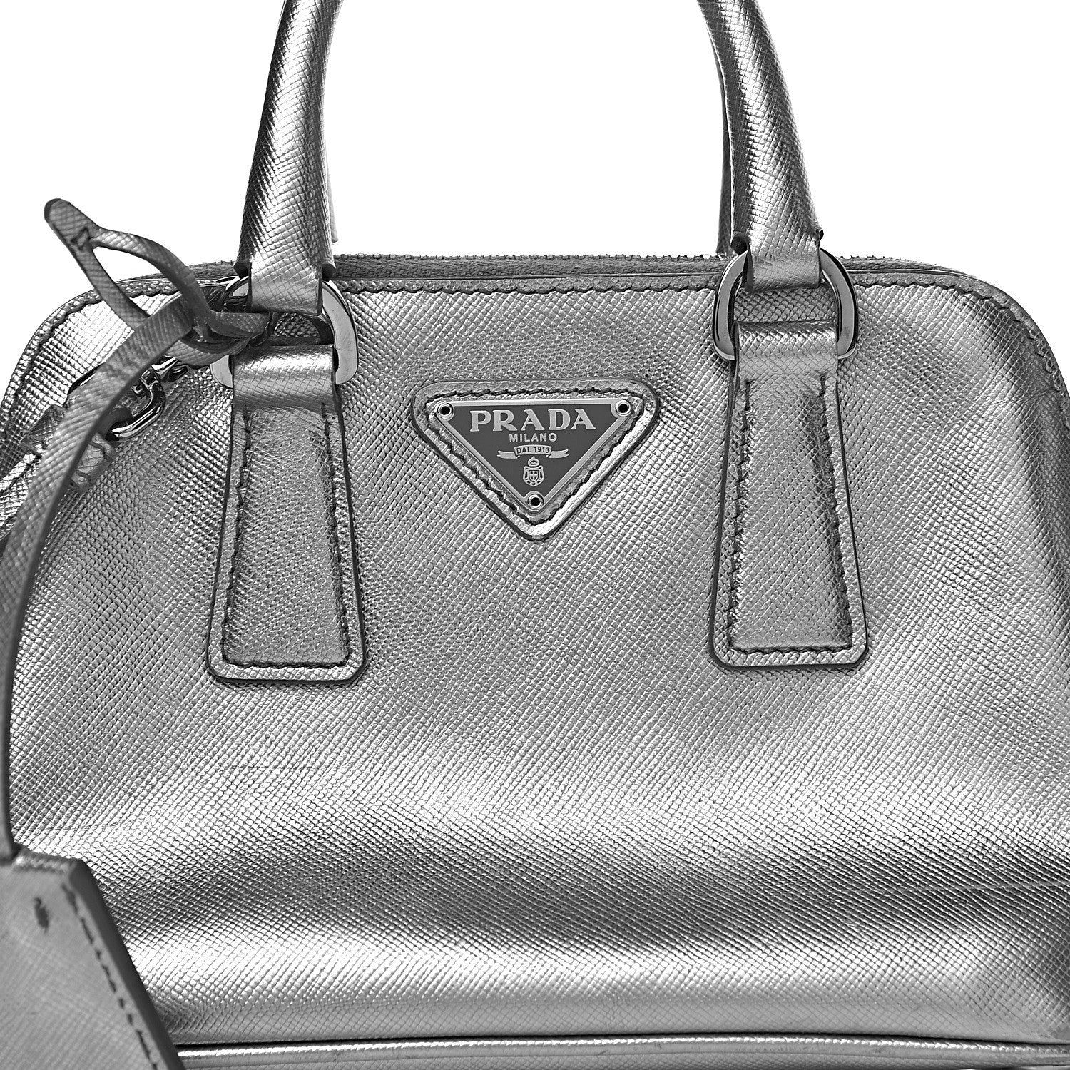 Prada Saffiano Lux Mini Promenade Tote Cromo 9 of 9