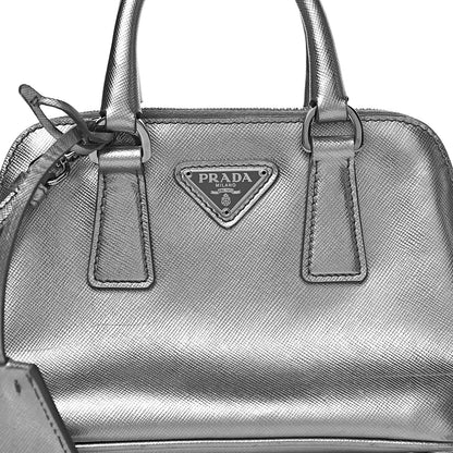 Prada Saffiano Lux Mini Promenade Tote Cromo 9 of 9