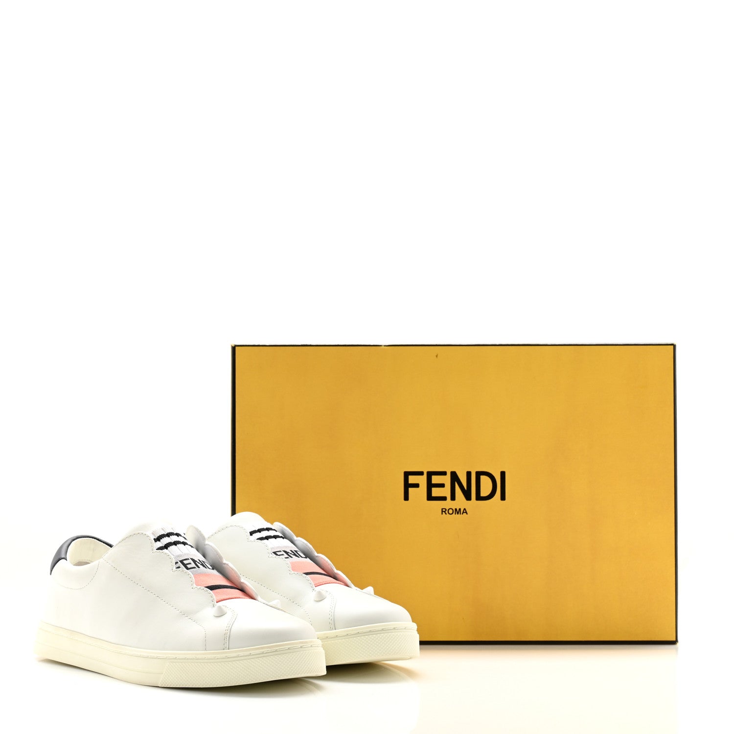 Fendi Vitello Rockoclick Slip On Sneakers 35 White Multicolor 10 of 10