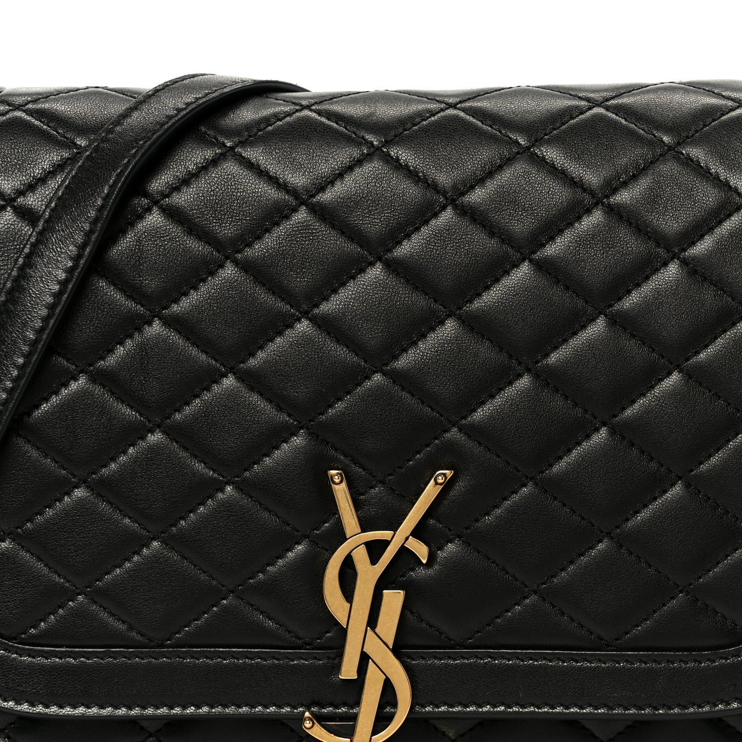 Lambskin Quilted Monogram Medium Solferino Satchel Black