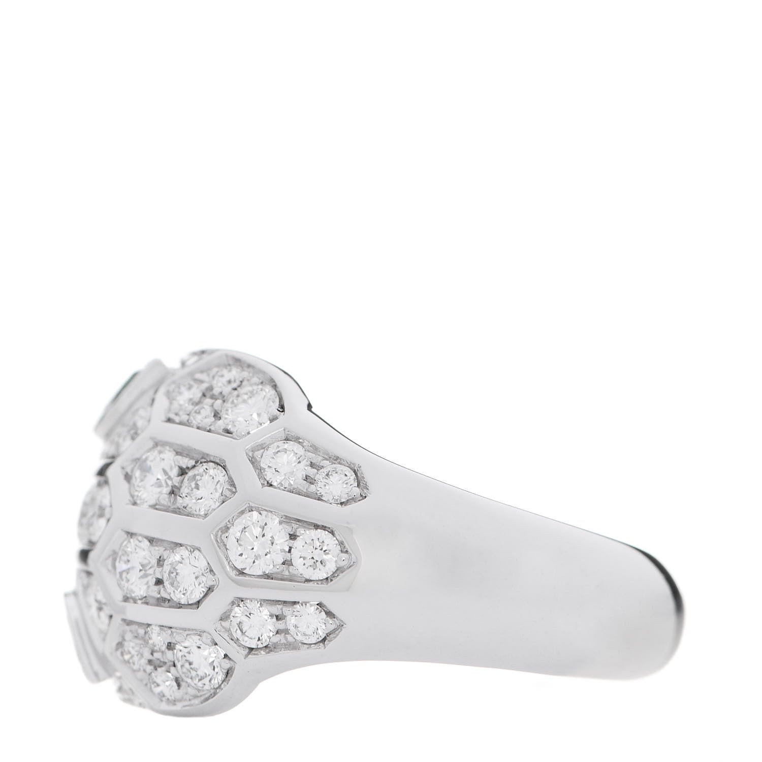 Bulgari 18K White Gold Diamond Emerald Serpenti Seduttori Ring 52 6 4 of 8
