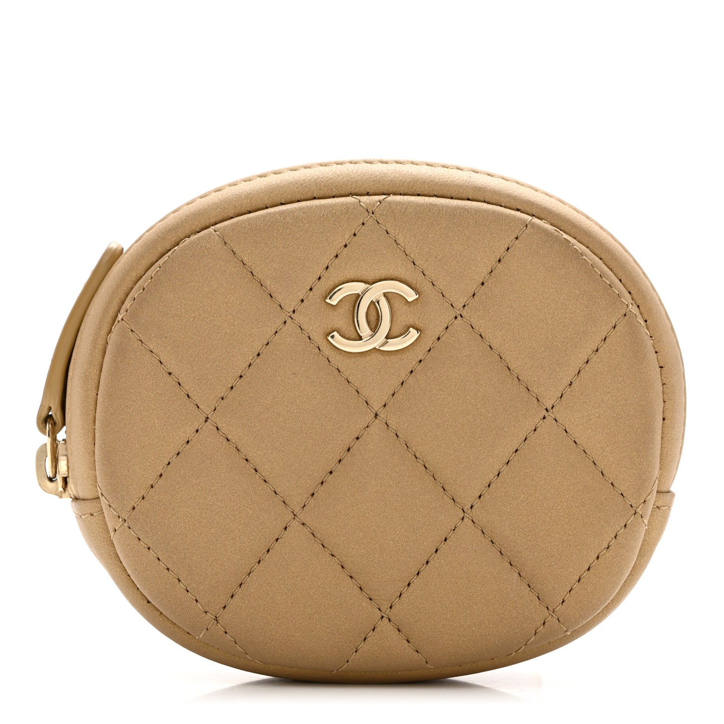 Metallic Lambskin Quilted Zip Around Classic Coin Purse Gold