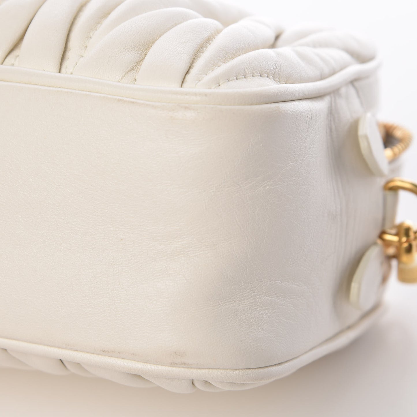 Nappa Matelasse Double Zip Chain Shoulder Bag White