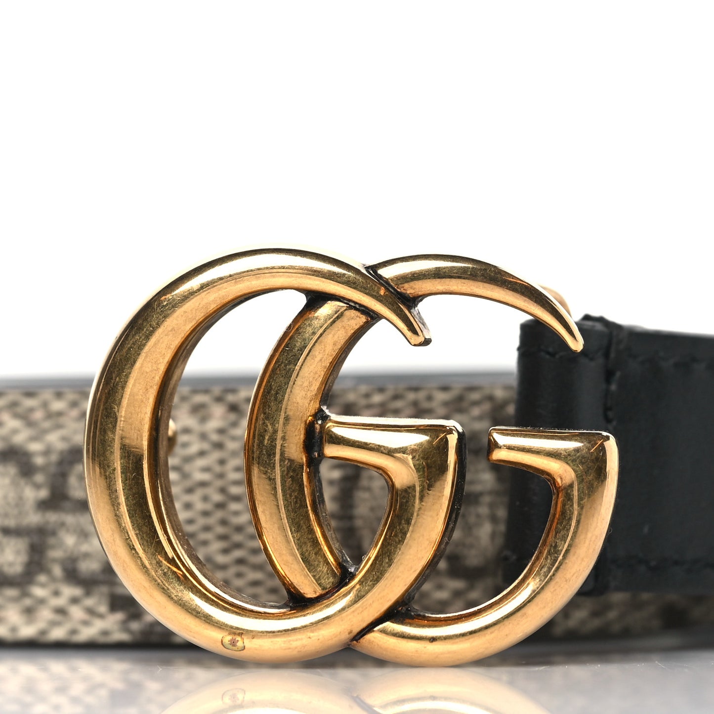 GG Supreme Monogram Matte Plutone Calfskin Double G 20mm Belt 95 38 Beige Ebony New Acero
