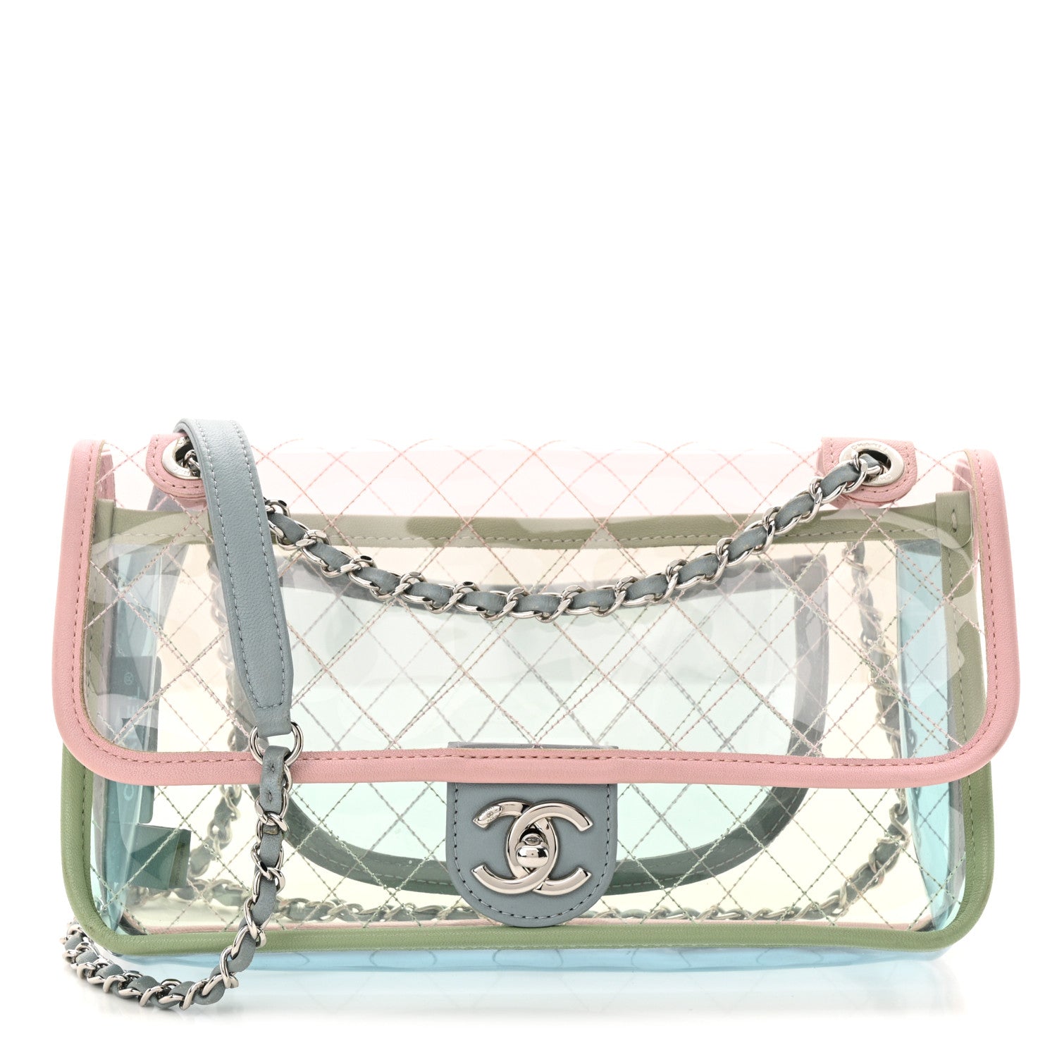 Chanel Lambskin PVC Quilted Medium Coco Splash Flap Blue Green 1 of 11