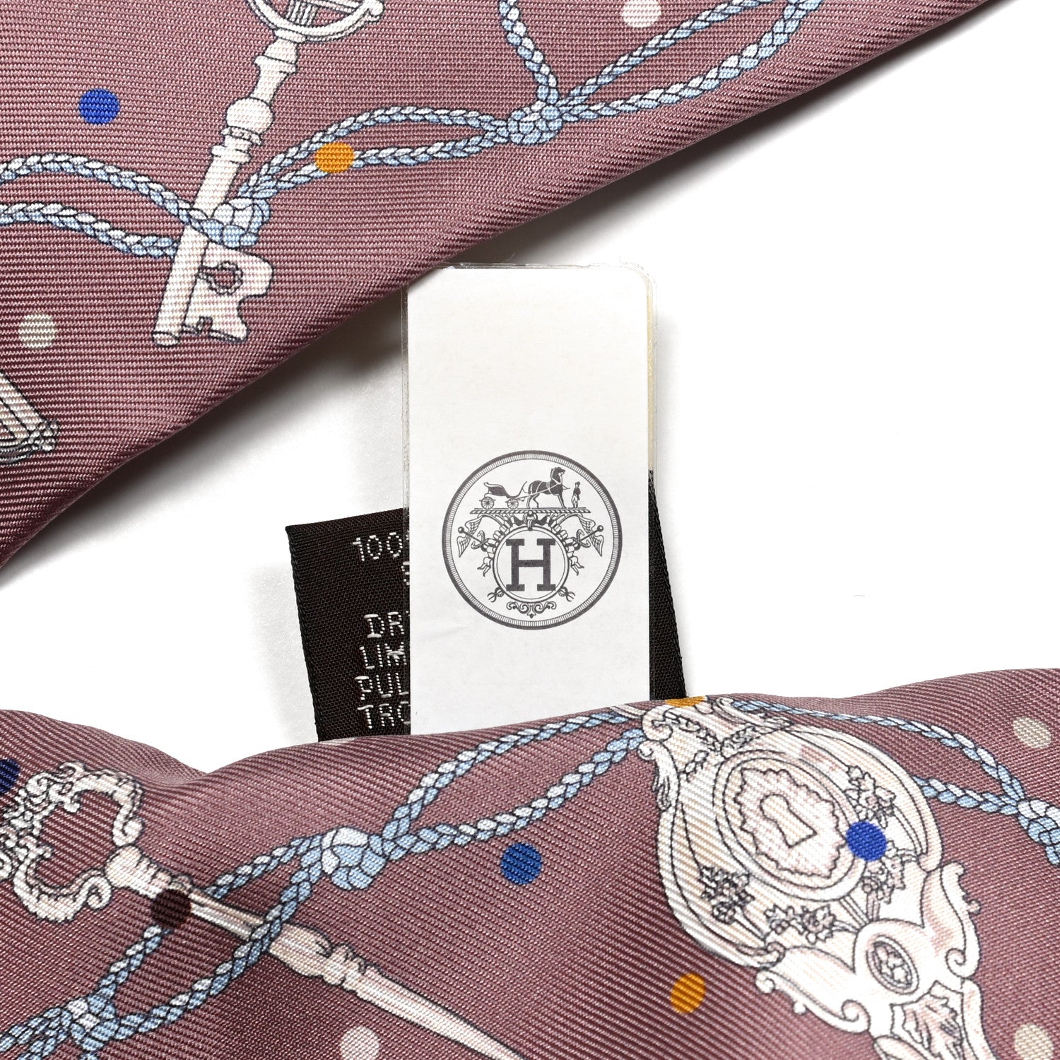 Hermes Silk Les Cles A Pois Twilly Marron Glace Gris 4 of 5