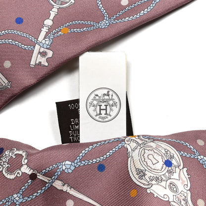 Hermes Silk Les Cles A Pois Twilly Marron Glace Gris 4 of 5