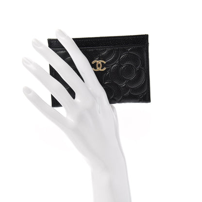 Chanel Caviar Camellia Embossed Card Holder Black 2 of 7