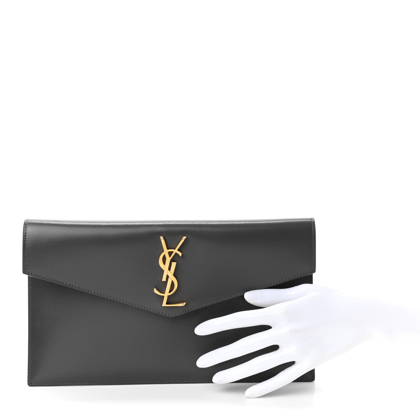 Smooth Shiny Calfskin Uptown Pouch Storm
