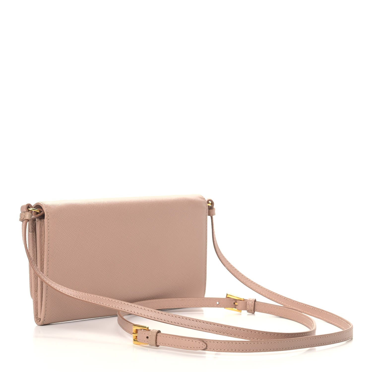 Prada Saffiano Metal Flap Wallet with Strap Cammeo 3 of 9