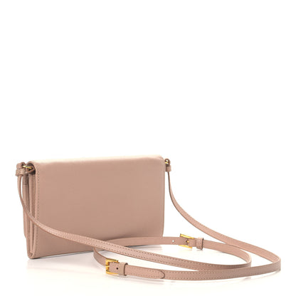 Prada Saffiano Metal Flap Wallet with Strap Cammeo 3 of 9