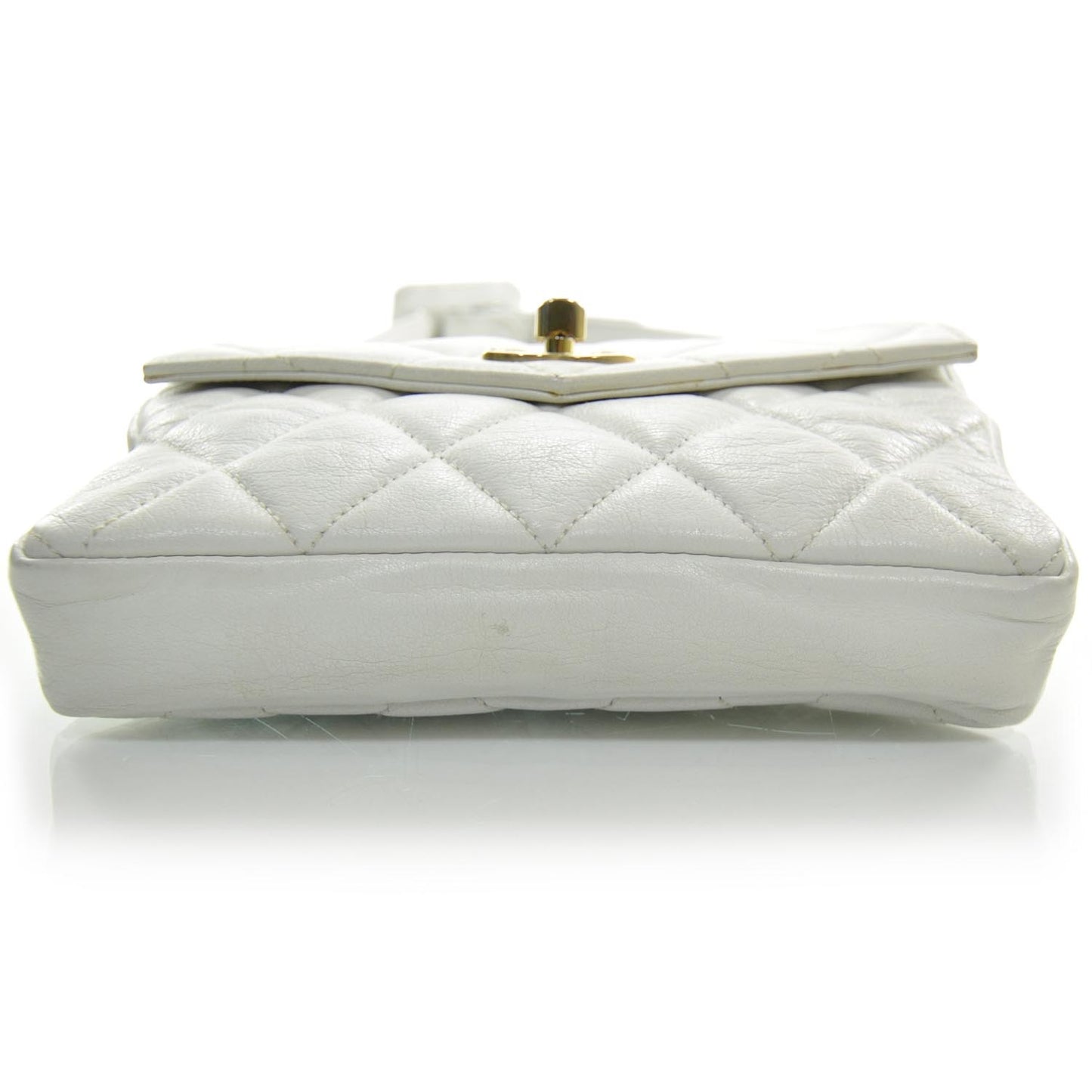 Lambskin Flap Waist Belt Bag White 75 30
