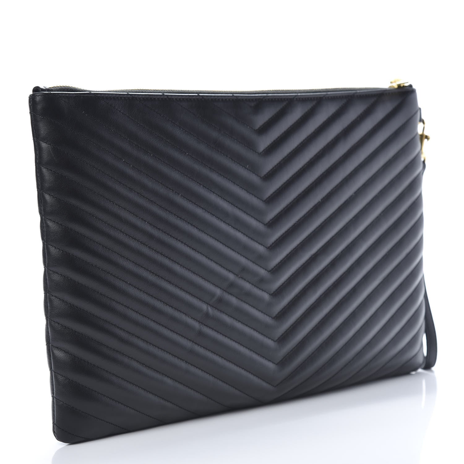 Saint Laurent Calfskin Matelasse Chevron Monogram Document Holder Black 3 of 10