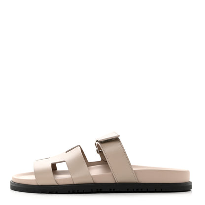 Hermes Calfskin Womens Chypre Sandals 41 Beige Mastic 1 of 9