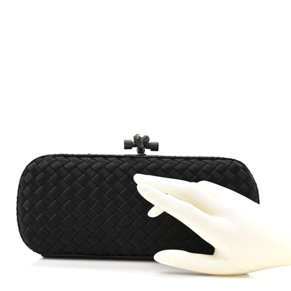 Bottega Veneta Satin Ayers Intreccio Impero Stretch Knot Clutch Black 2 of 6