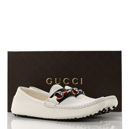 Gucci Road Calfskin Web Womens Horsebit Driver Loafers 37 Great White 9 of 9