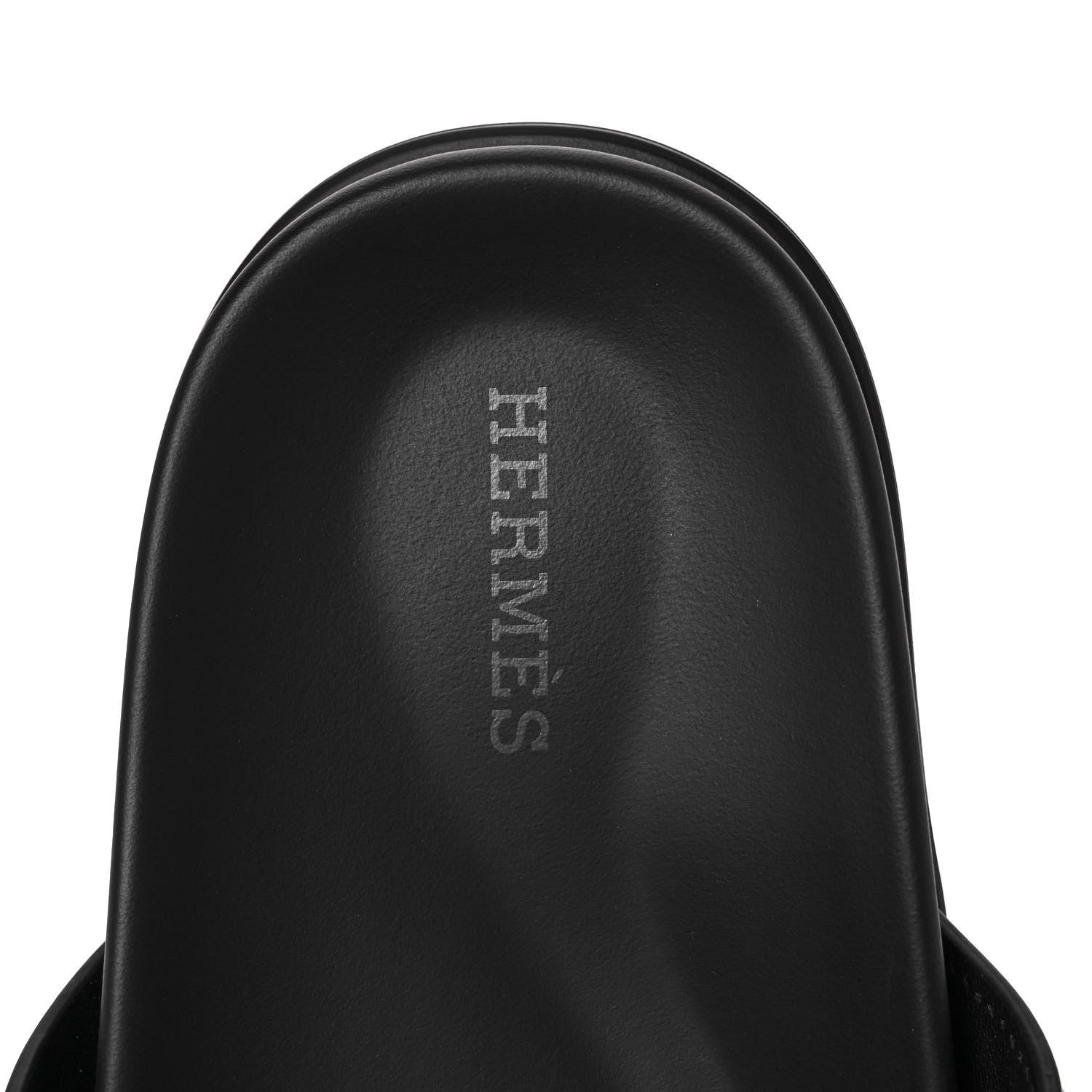 Hermes Calfskin Womens Chypre Sandals 37 Black 7 of 9