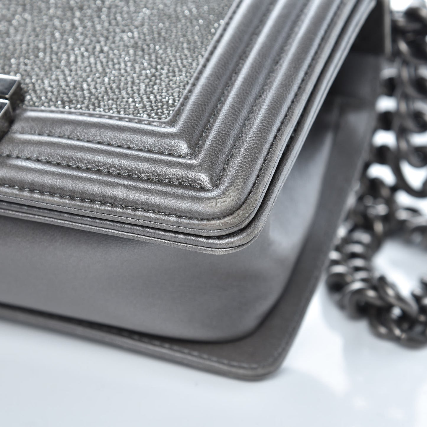 Galuchat Stingray Small Boy Flap Silver