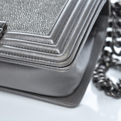 Chanel Galuchat Stingray Small Boy Flap Silver 12 of 16