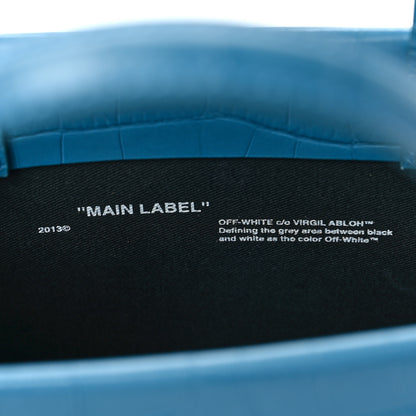 Off-White Calfskin Crocodile Embossed Mini Box Bag Blue 6 of 8