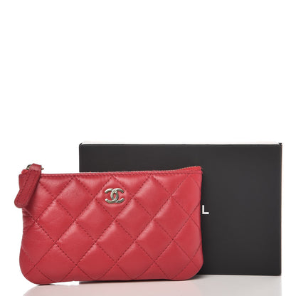Chanel Lambskin Quilted Small Cosmetic Case Dark Pink 10 of 10