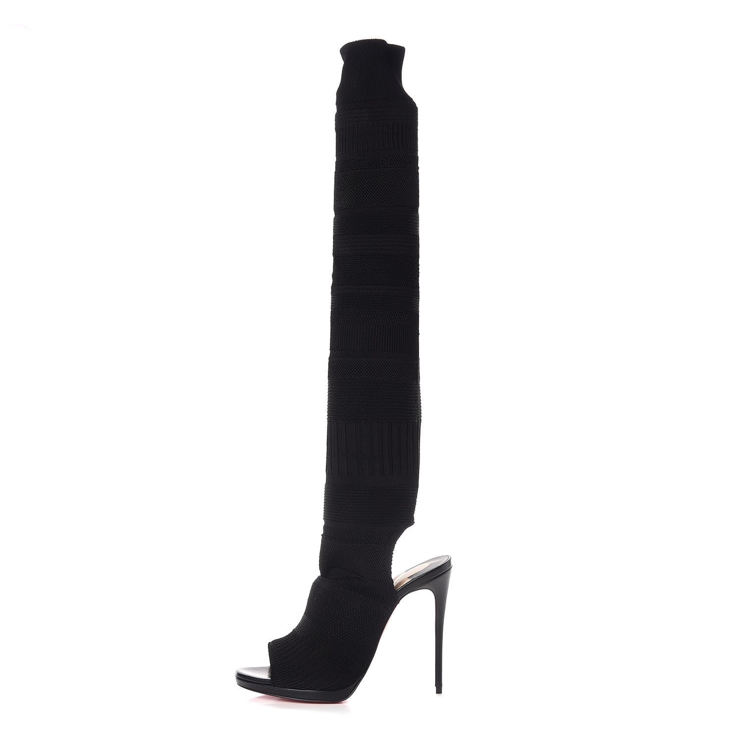 Christian Louboutin Maille Tricot Nappa Cheminetta 120 Tall Sock Boots 38 Black 1 of 8
