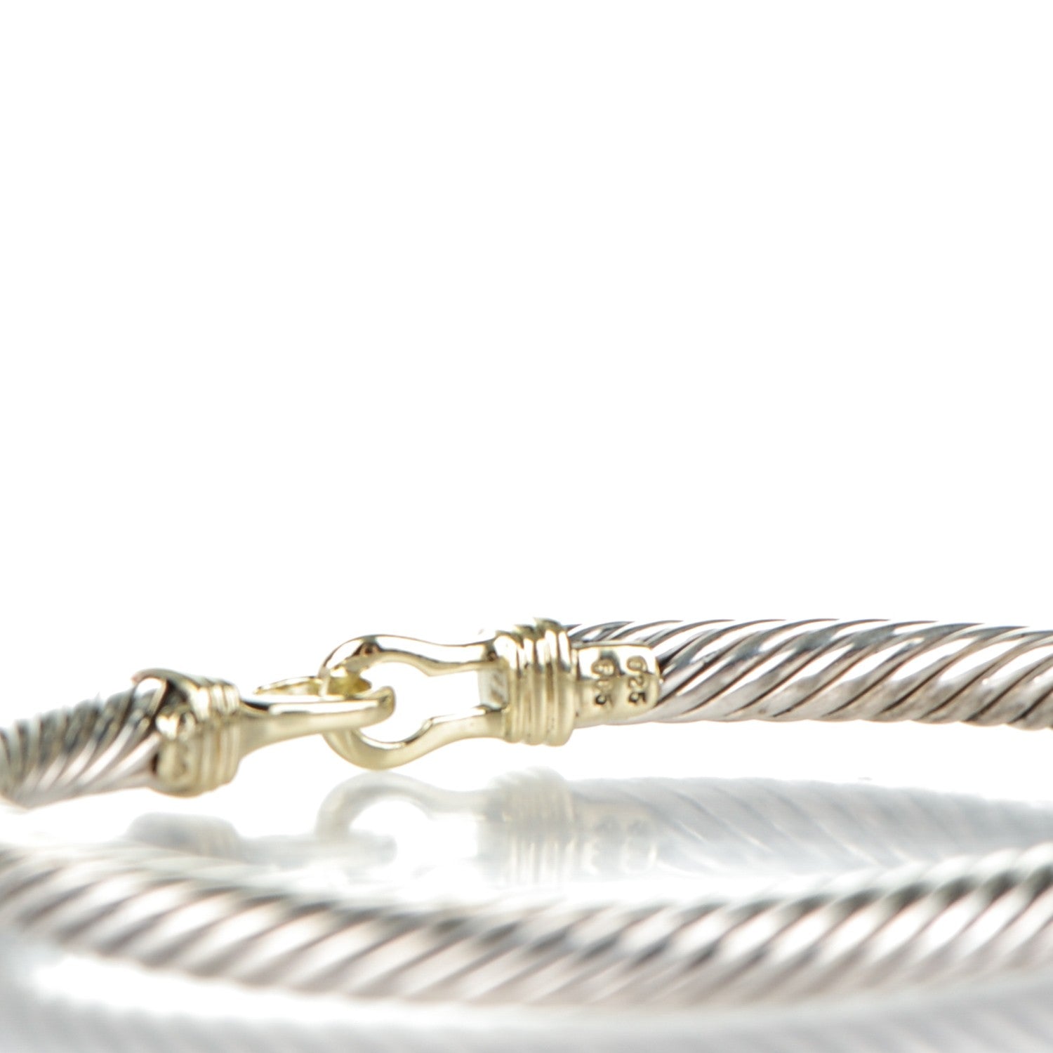 David Yurman Sterling Silver 14K Yellow Gold 5mm Cable Classic Buckle Bracelet 4 of 4