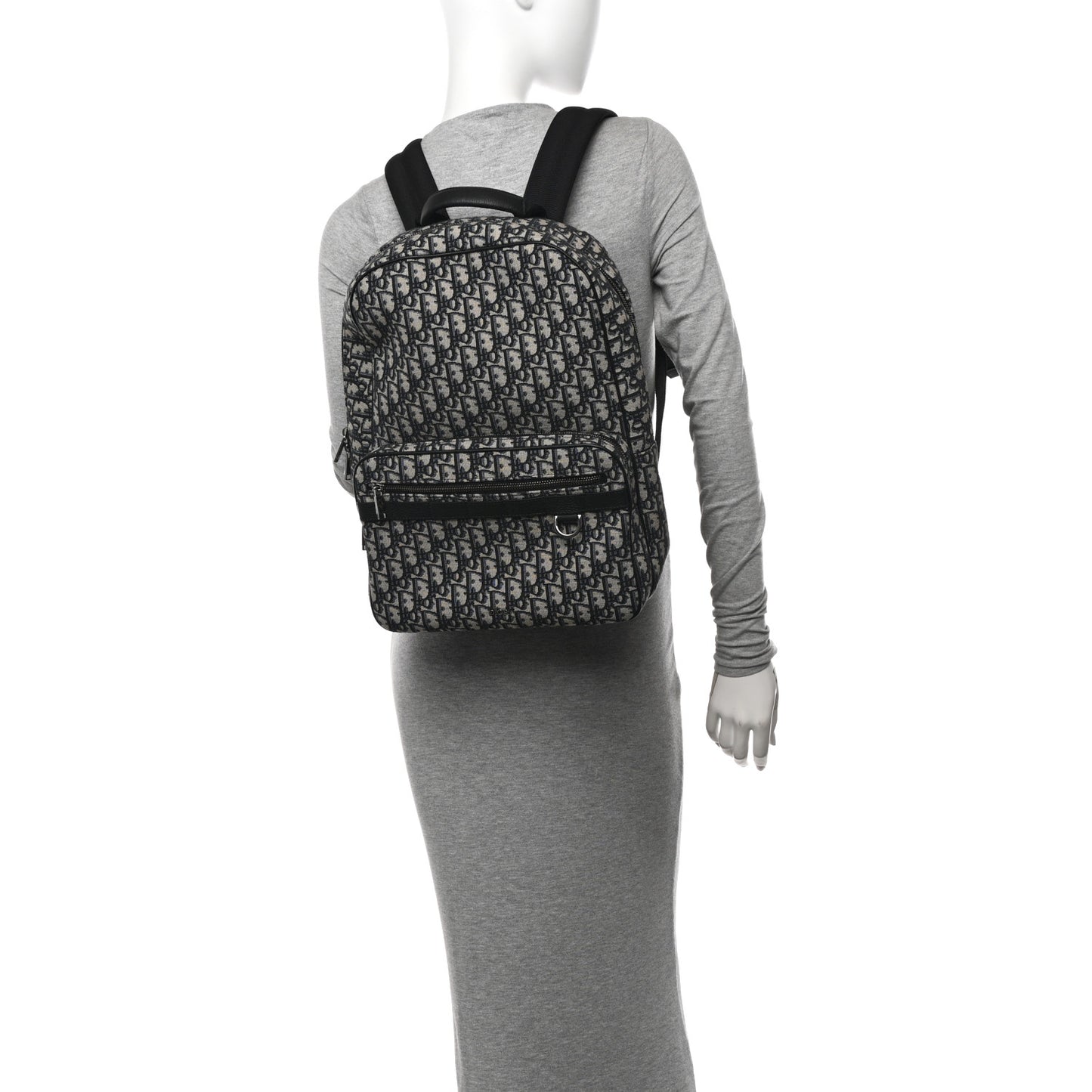 Oblique Calfskin Rider Backpack Beige Black