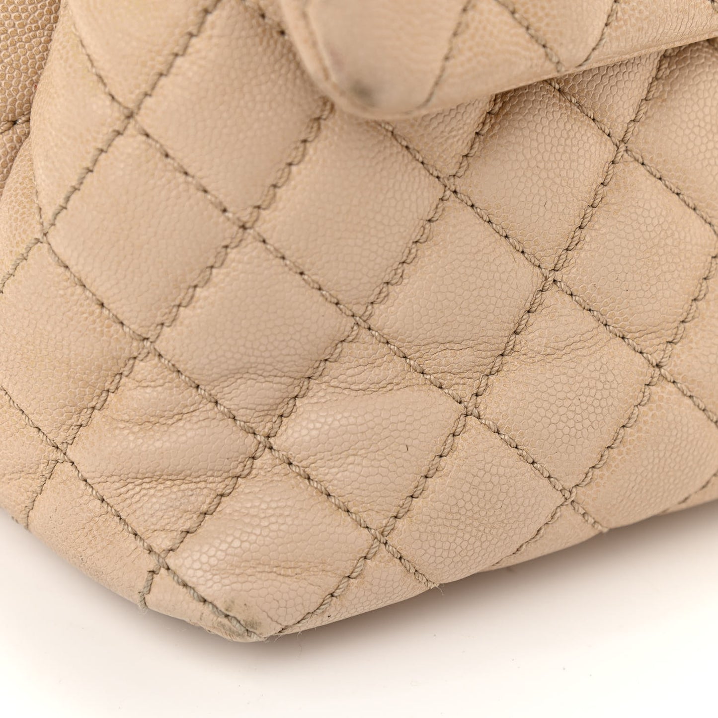 Caviar Quilted Medium Coco Handle Flap Light Beige