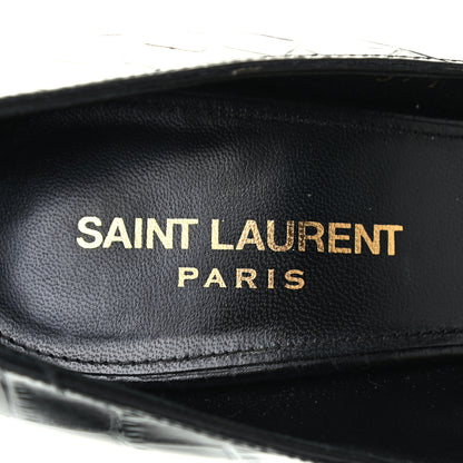 Saint Laurent Calfskin Crocodile Embossed Opyum 110 Pumps 37.5 Black 7 of 8