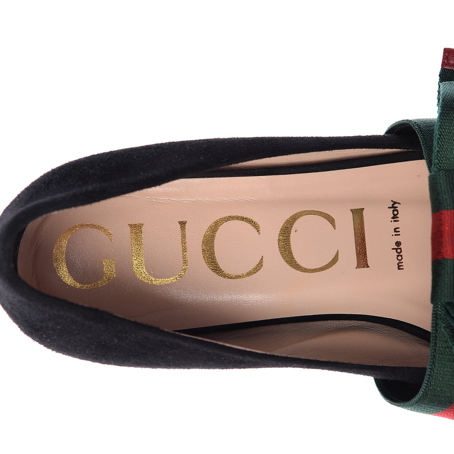Gucci Suede Web Bow Point Toe Ballerina Flats 38.5 Black 6 of 11