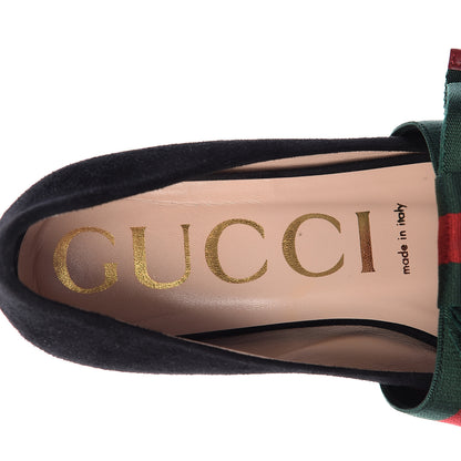 Gucci Suede Web Bow Point Toe Ballerina Flats 38.5 Black 6 of 11
