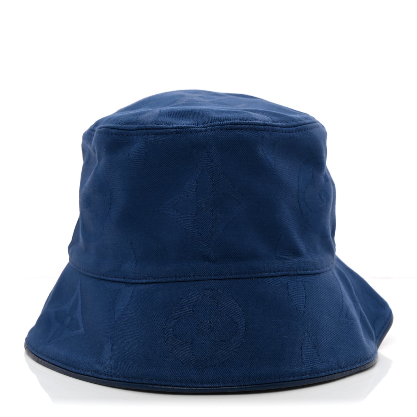 Cotton Monogram Flower Tile Reversible Bucket Hat Blue