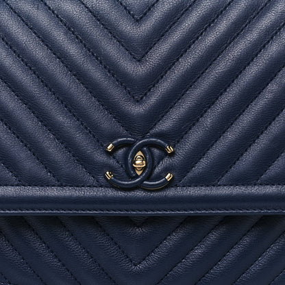 Chanel Calfskin Chevron Quilted Messenger Flap Navy 8 of 20