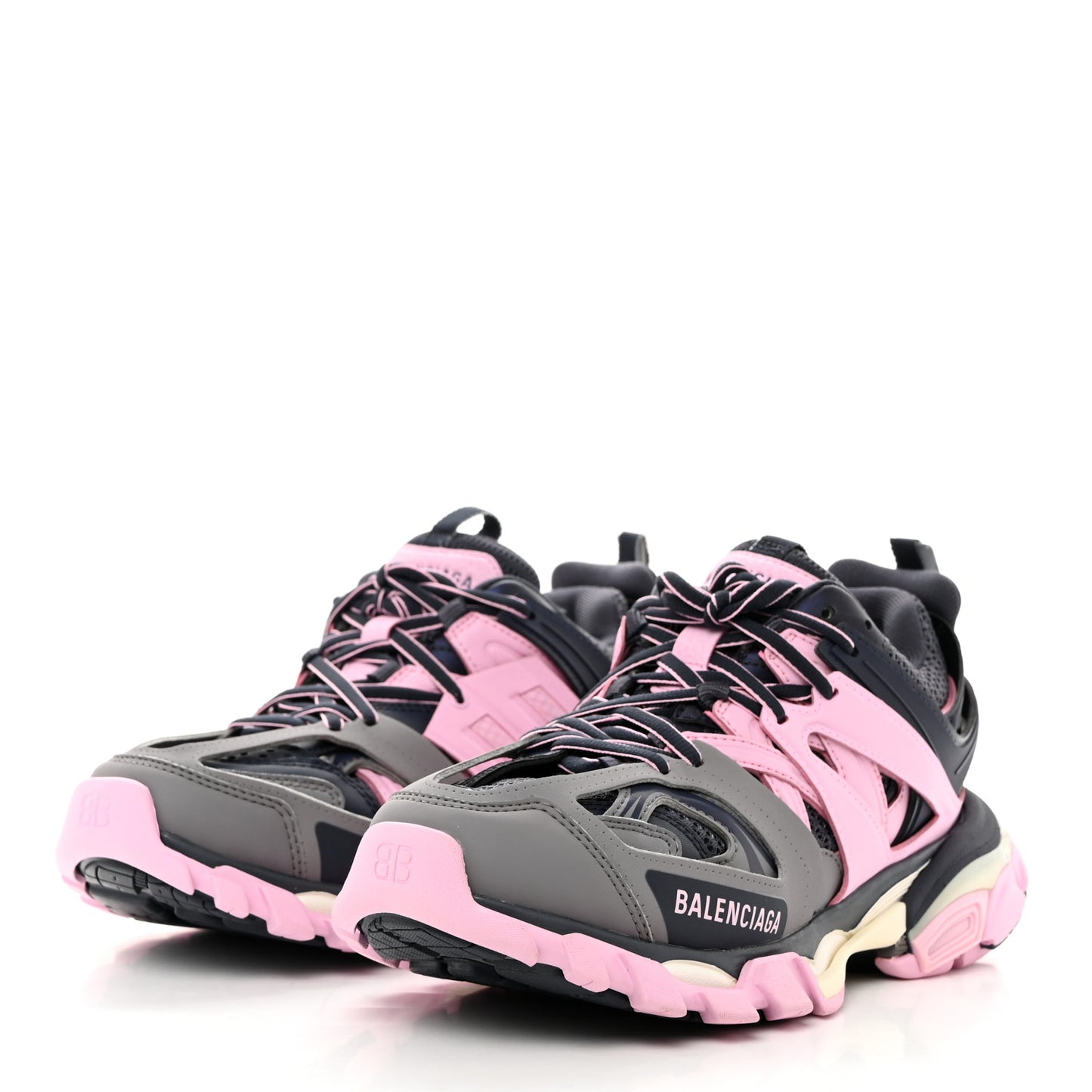 Mesh Rubber Tri-Color Womens Track Sneakers 37 Dark Grey Pink Grey