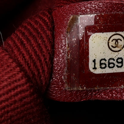 Chanel Glazed Caviar Quilted Small Shiva Tote Burgundy 7 of 10