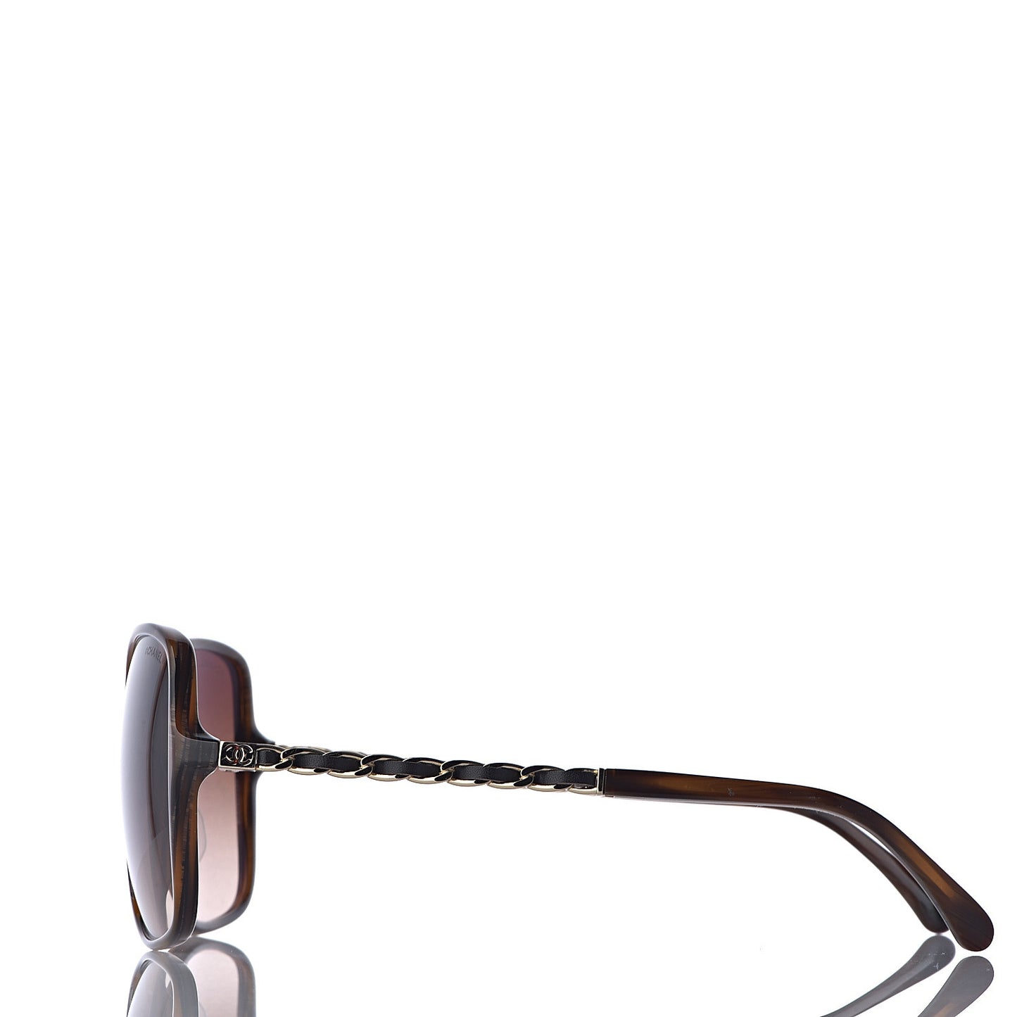 Acetate Metal Lambskin Chain Square Sunglasses 5210-Q Brown