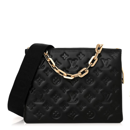 Louis Vuitton Lambskin Embossed Monogram Coussin PM Black 1 of 13