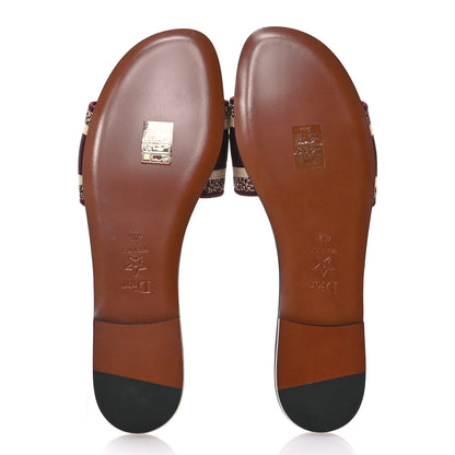 Christian Dior Canvas Embroidered Dway Mules Slide Sandals 40.5 Burgundy 6 of 9