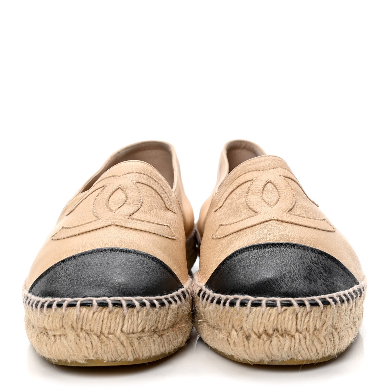 Chanel Lambskin CC Espadrilles 40 Beige Black 2 of 4