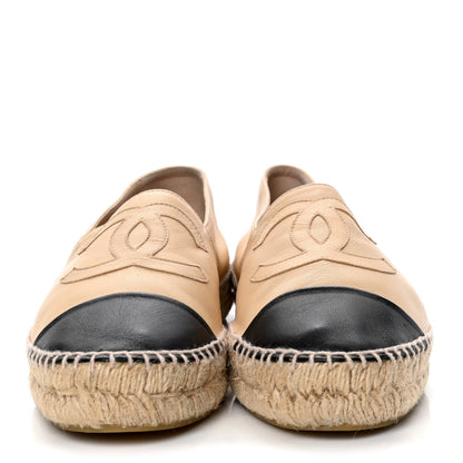 Chanel Lambskin CC Espadrilles 40 Beige Black 2 of 4