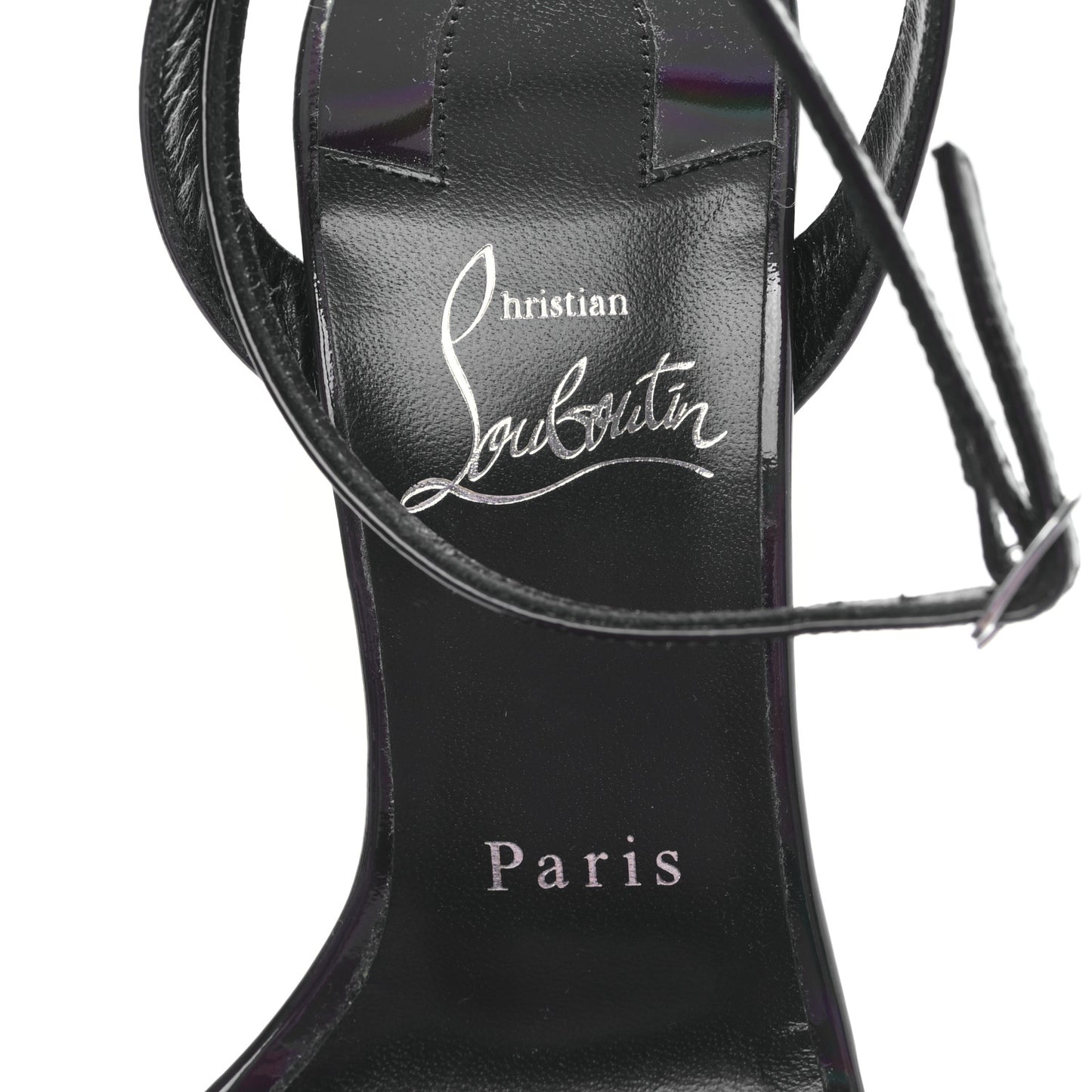 Patent Psychic Loubi Queen Alta 150 Platform Sandals 37 Black