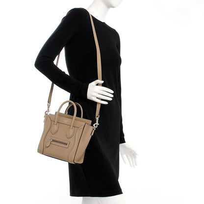 Celine Drummed Calfskin Nano Luggage Dune 2 of 9
