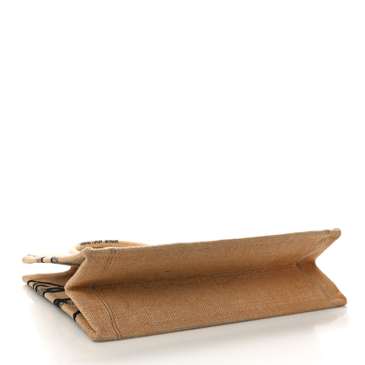 Canvas Jute Embroidered Medium Book Tote Black Beige