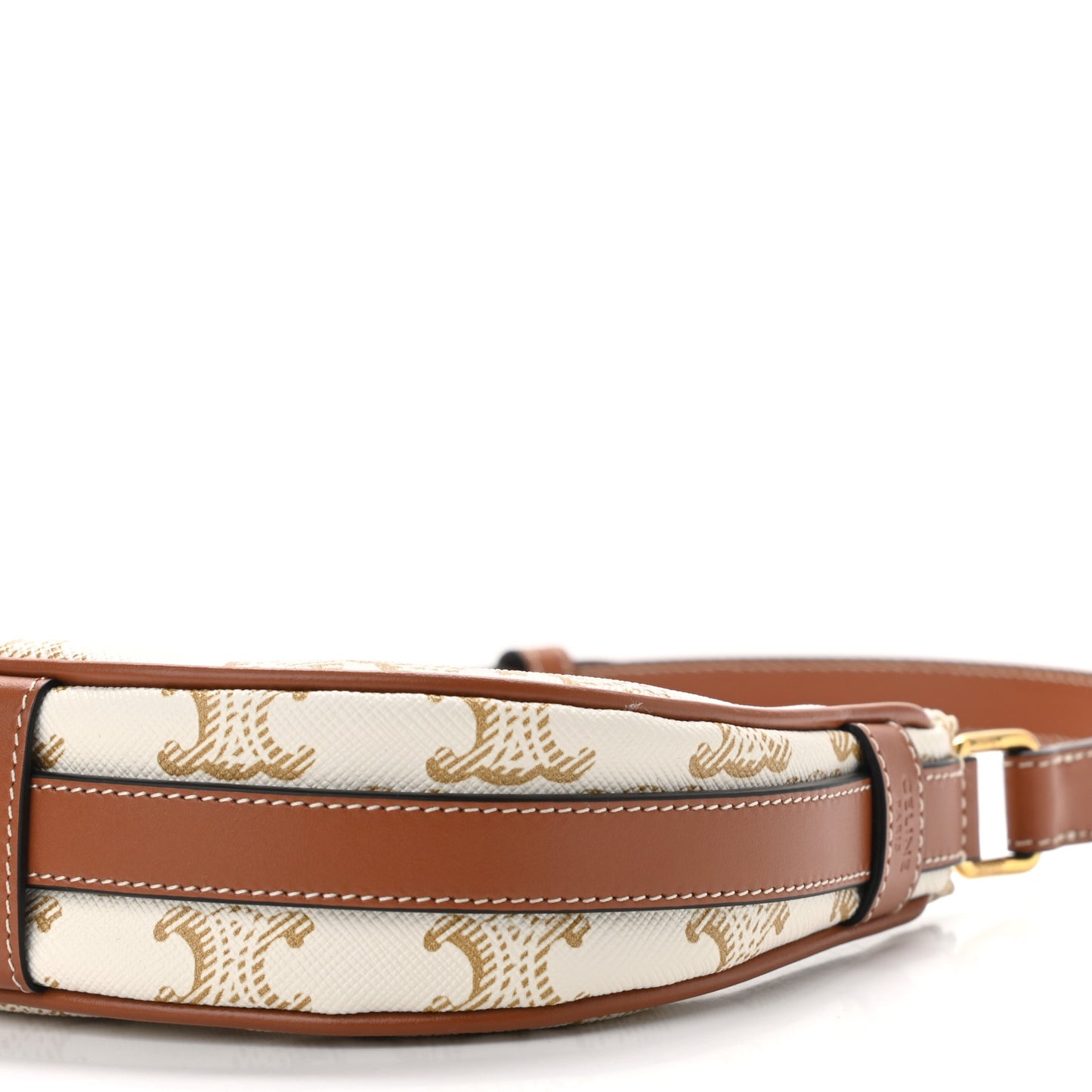 Canvas Calfskin Mini Ava Triomphe Shoulder Bag White