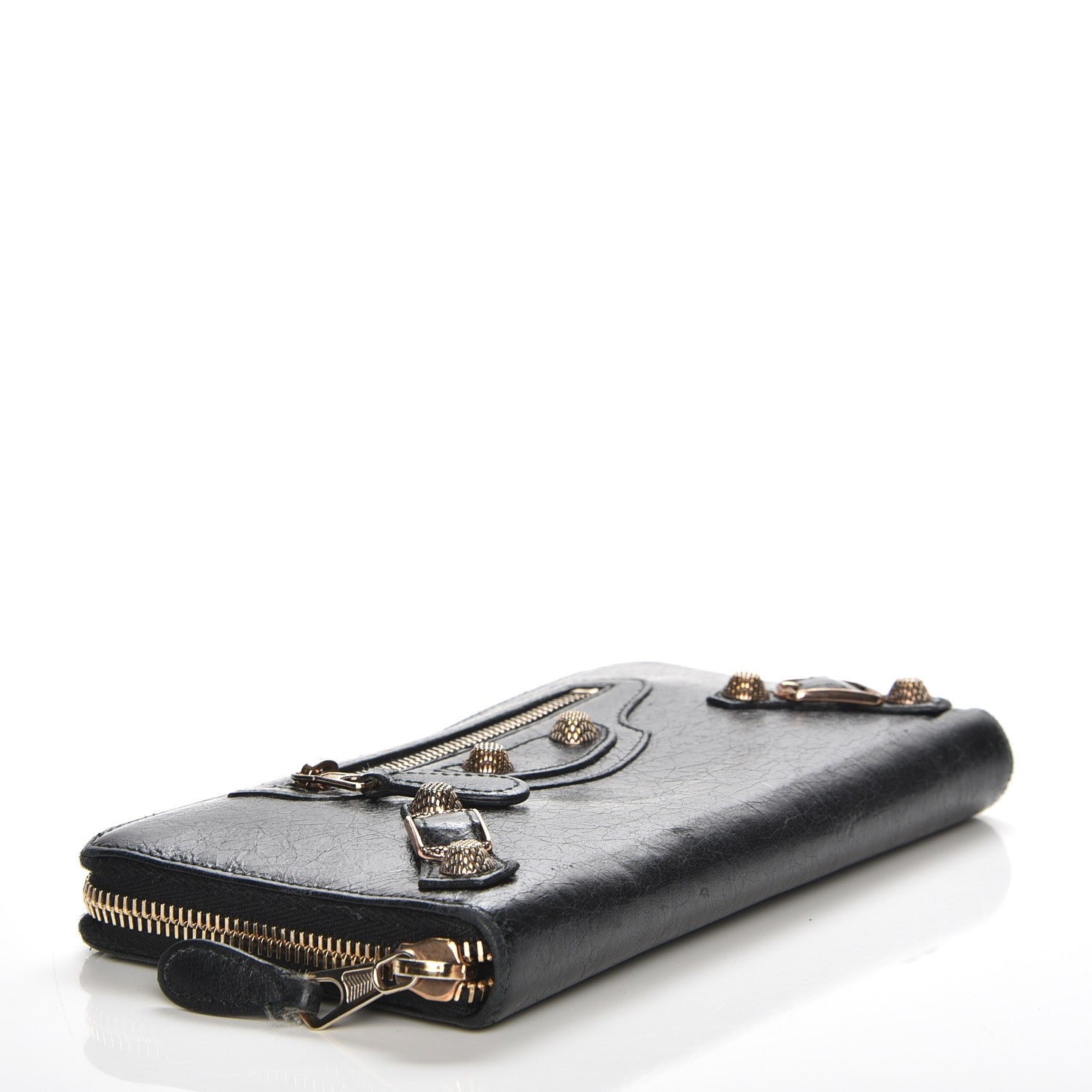 Balenciaga Agneau Giant 12 Rose Gold Hardware Continental Zip Around Wallet Black 4 of 9
