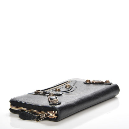Balenciaga Agneau Giant 12 Rose Gold Hardware Continental Zip Around Wallet Black 4 of 9