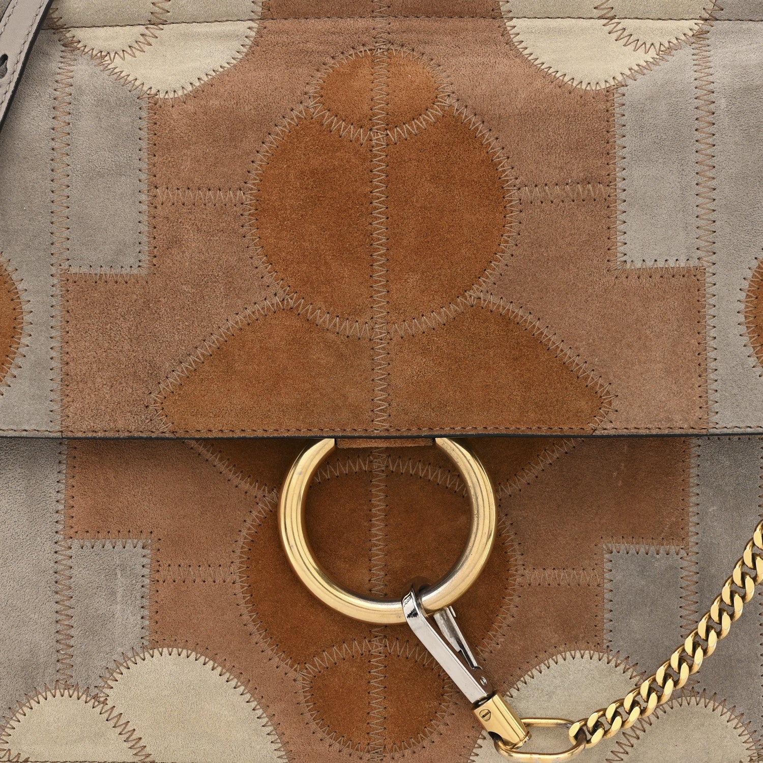 Chloe Suede Patchwork Medium Faye Shoulder Bag Motty Grey 8 of 19